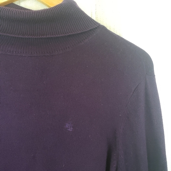 Lauren Ralph Lauren Cashmere Silk Turtleneck Sweater Purple Plum Size Large - Picture 3 of 9